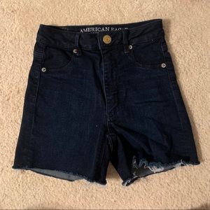 American eagle high rise dark wash shorts